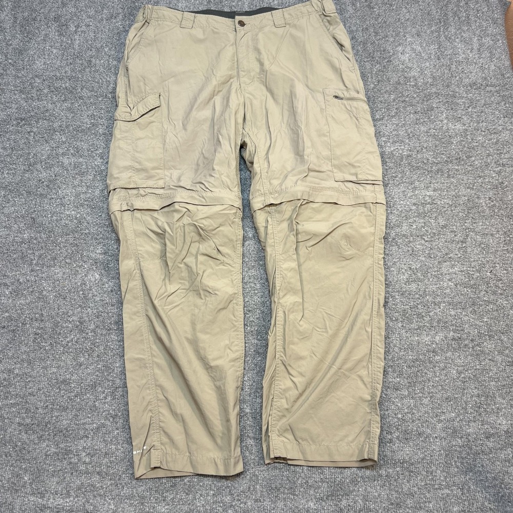 Columbia Pants Mens 40x30 Beige Convertible Cargo Lightweight Hiking Outdoor